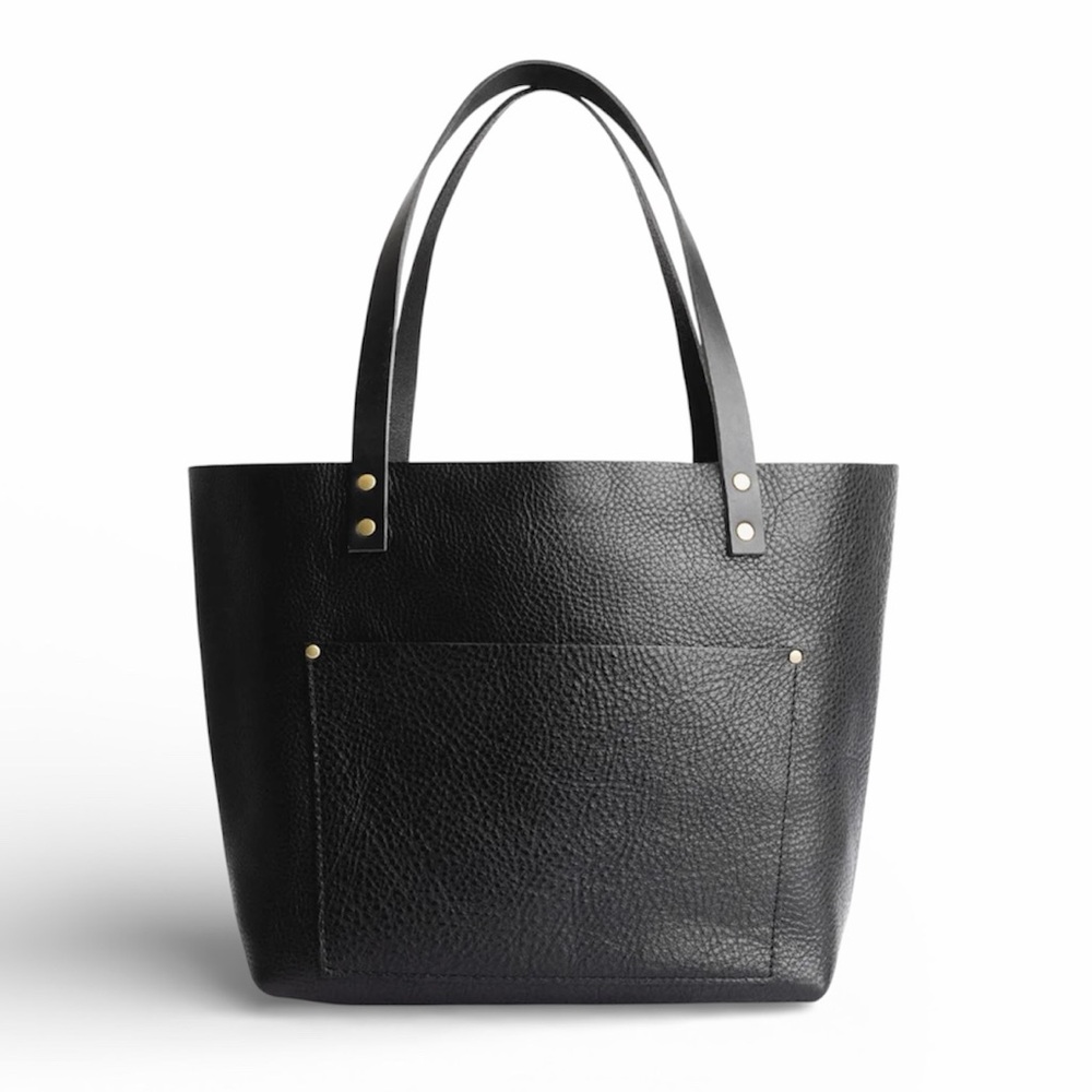 PORTLAND LEATHER Tote Pebbled Black Bag